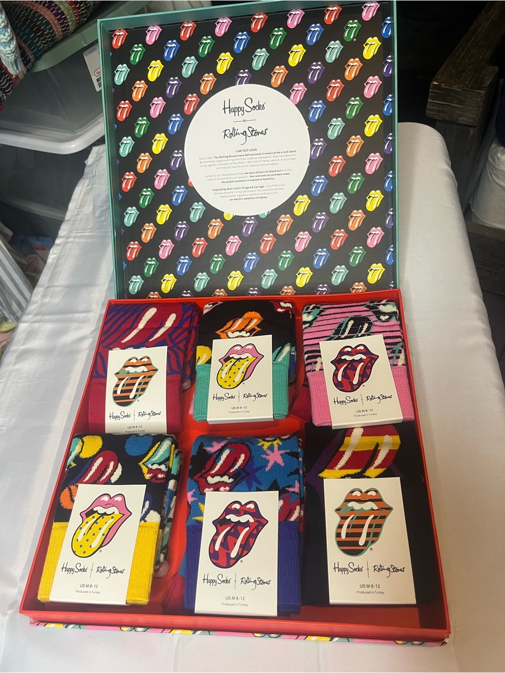 Happy Socks Pink Multicolor Rolling Stones Logo Gift Box